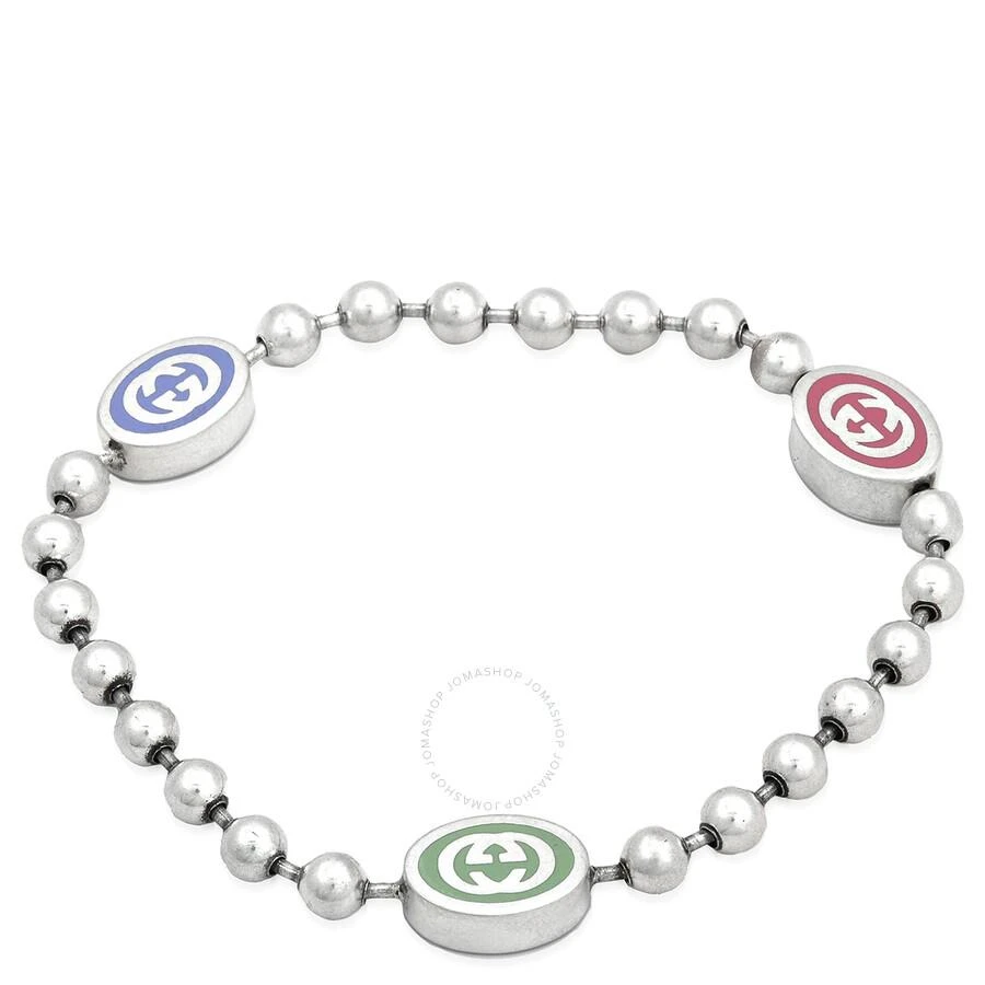 Gucci Sterling Silver And Enamel Boule Chain Interlocking G Bracelet 1