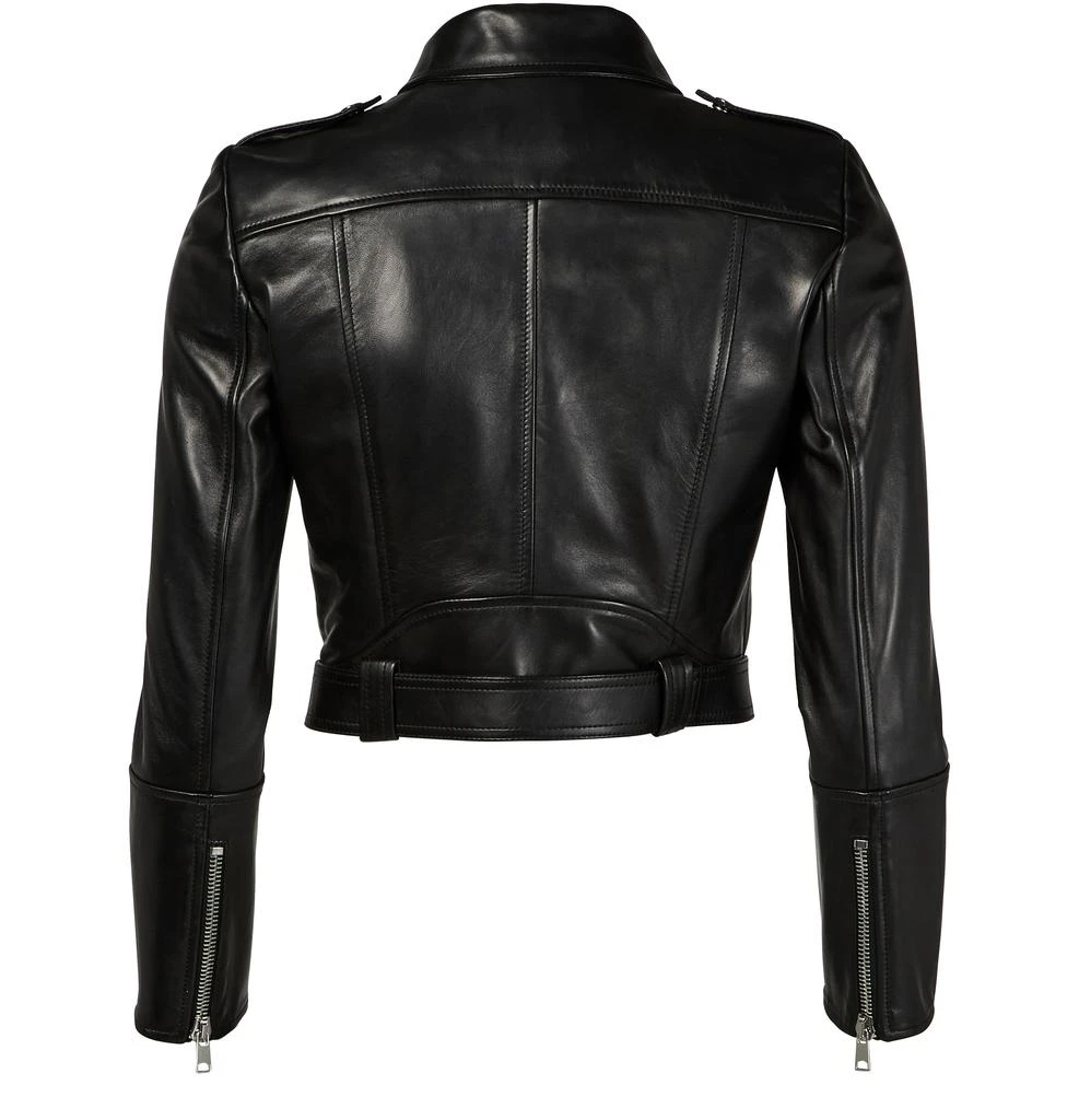 Alexander McQueen Cropped biker leather jacket 3