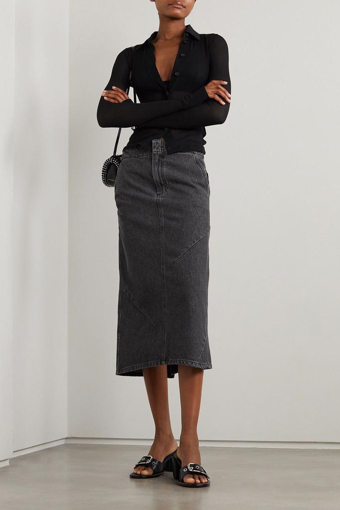 GAUCHERE Paneled denim midi skirt