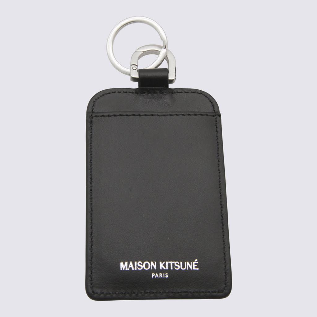 Maison Kitsune Black Leather Card Holder