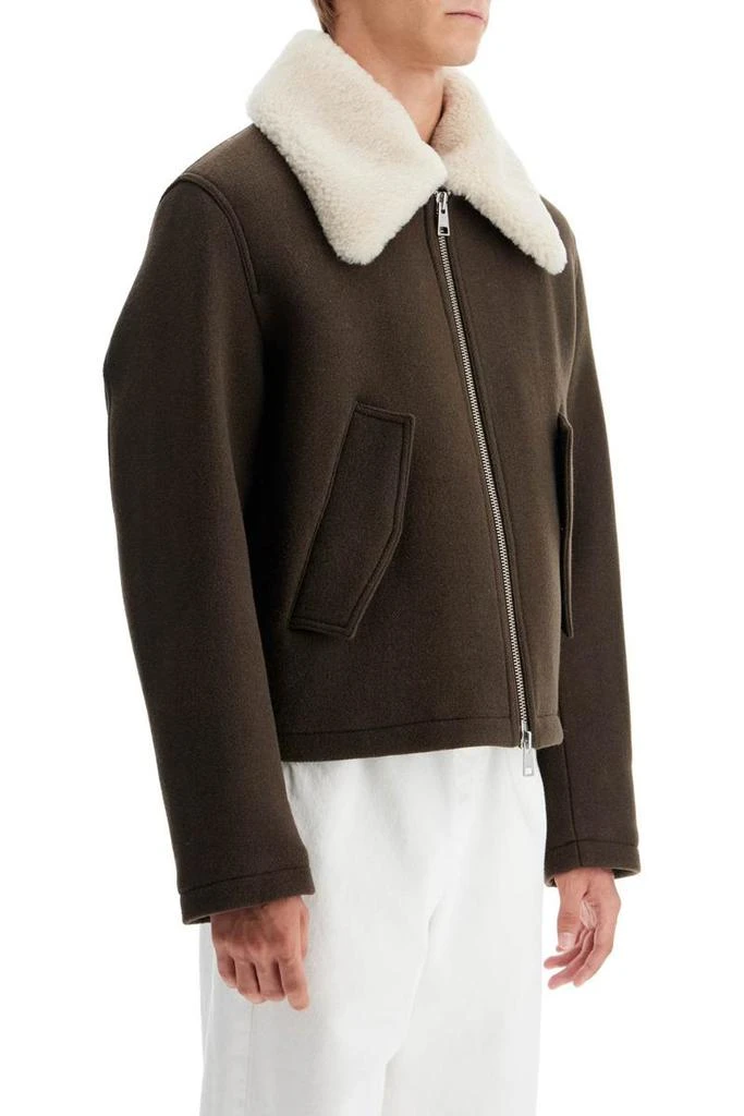 AMI boxy shearling jacket with collar 2