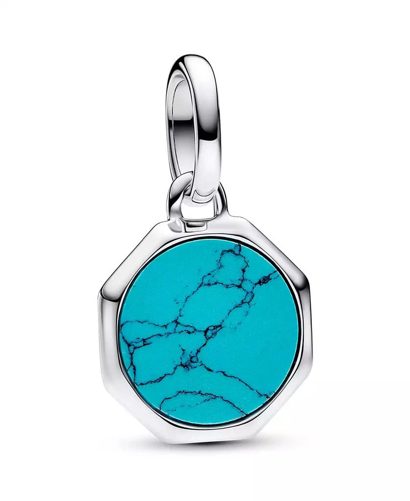 PANDORA Sterling Silver Turquoise-colored Engravable Mini Medallion Charm