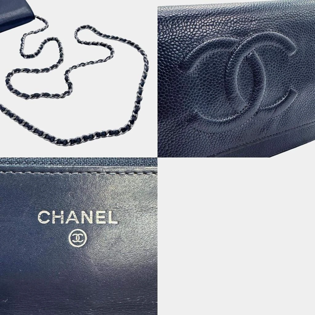 Chanel Chanel Navy Blue Leather  CC Wallet On Chain 5
