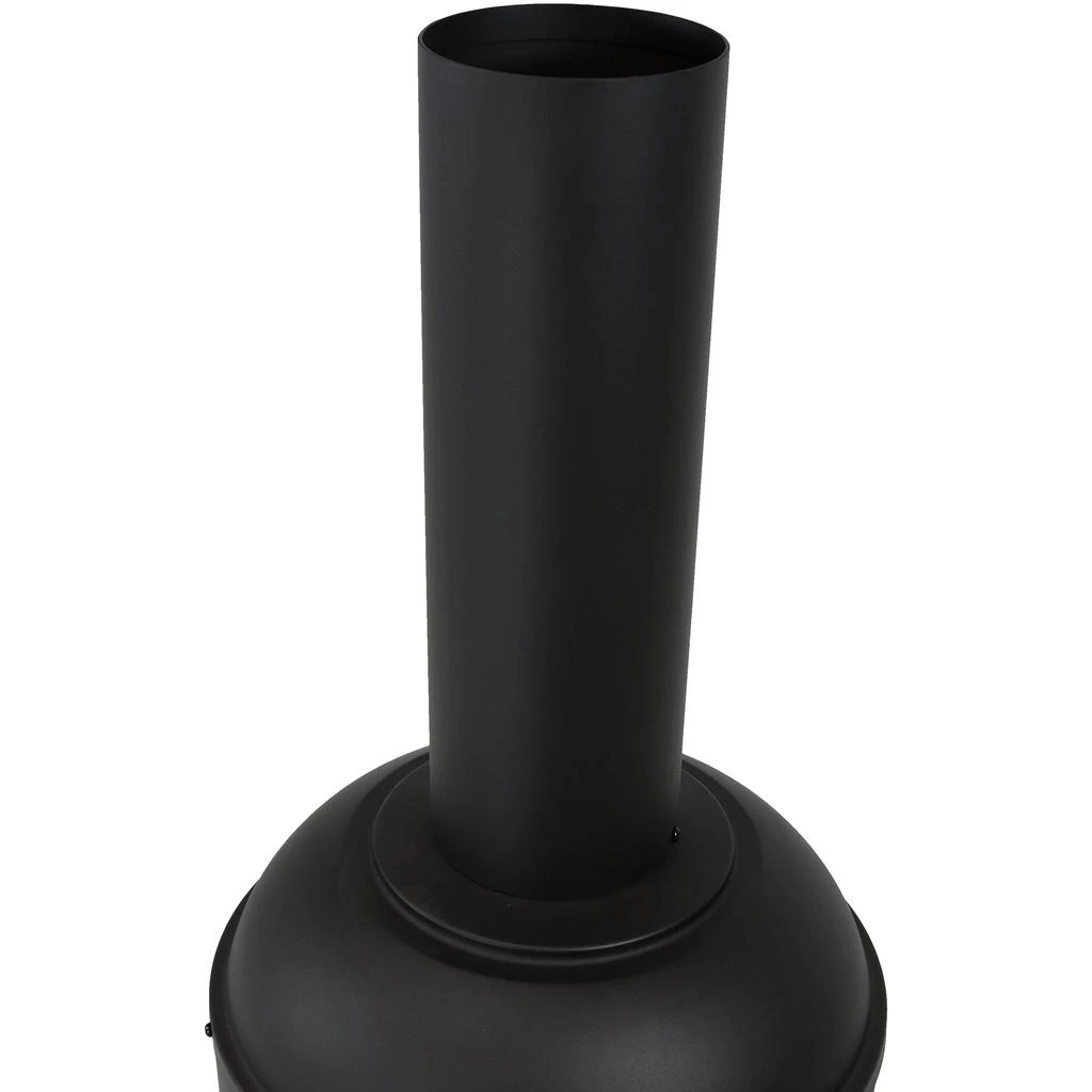 Sunnydaze Outdoor Backyard Patio Modern Steel Wood-Burning Fire Pit Chiminea with Wood Grate - 5' - Black 6