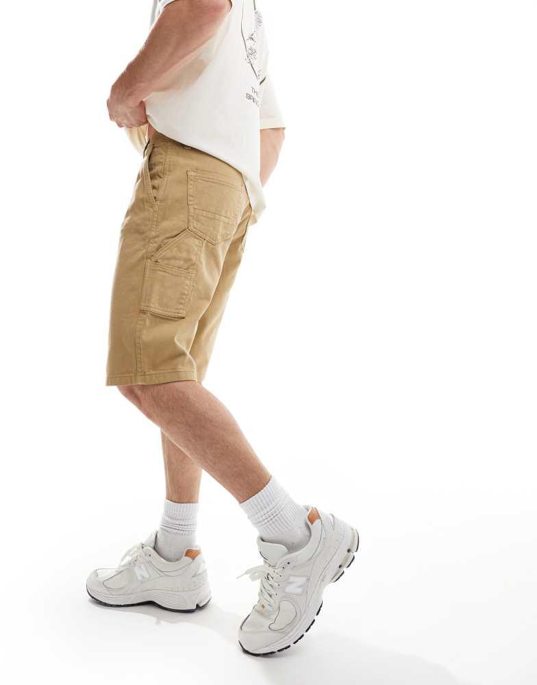 Brave Soul Brave Soul cotton twill worker carpenter shorts in stone