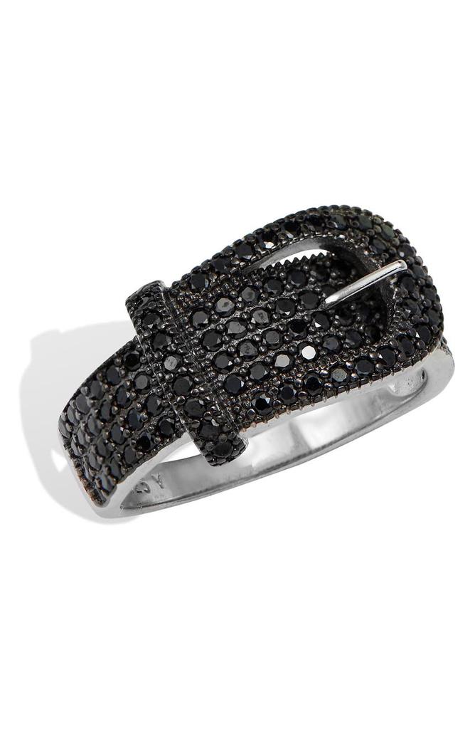 Savvy Cie Jewels Sterling Silver Black Spinel Buckle Ring