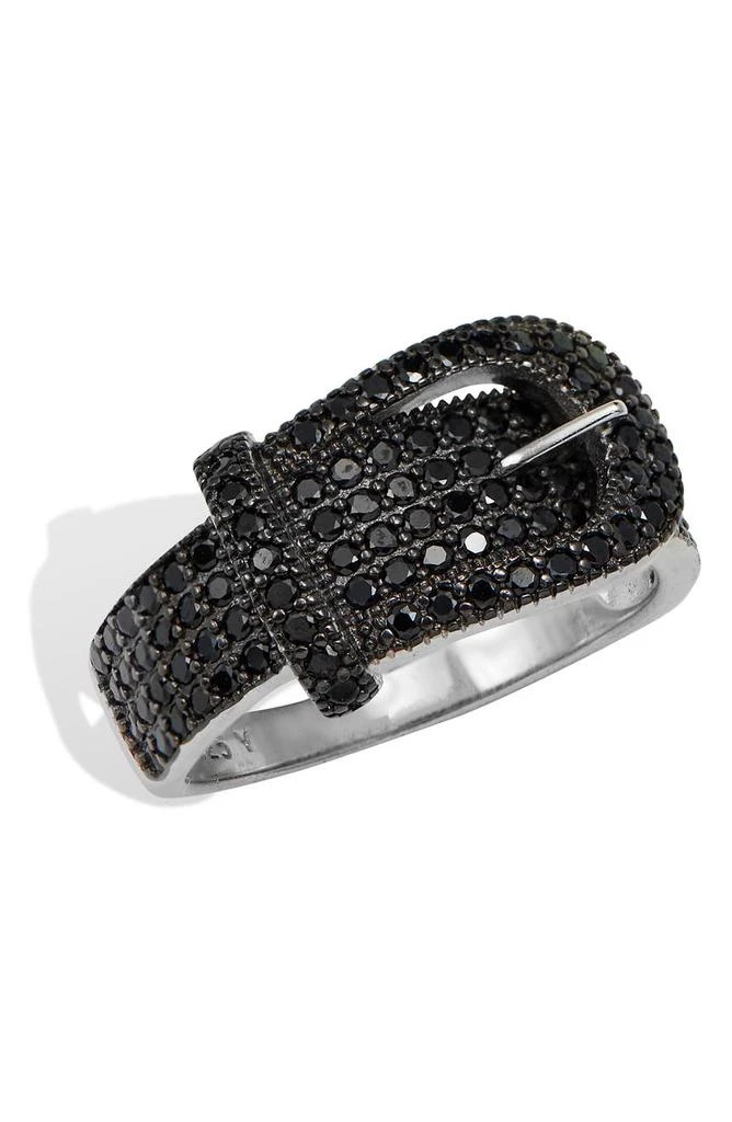 Savvy Cie Jewels Sterling Silver Black Spinel Buckle Ring 1