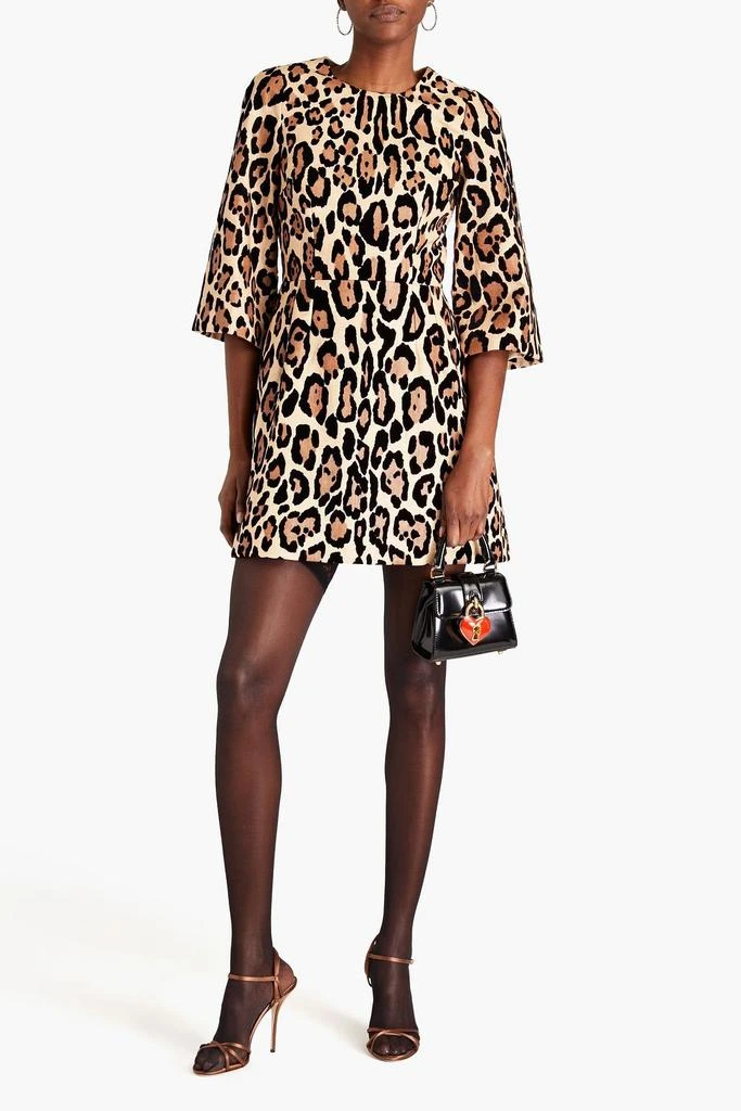 Dolce & Gabbana Leopard-print flocked canvas mini dress 2