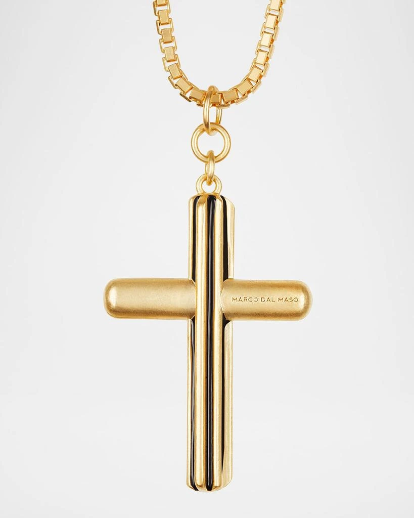 Marco Dal Maso Men's Acies 18K Gold Vermeil Black Diamond Cross Pendant Necklace 3