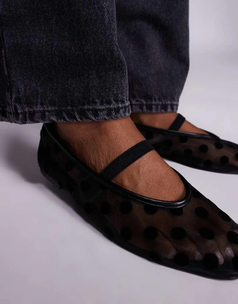 Public Desire Public Desire Lullaby polka dot ballet flats in black mesh 4