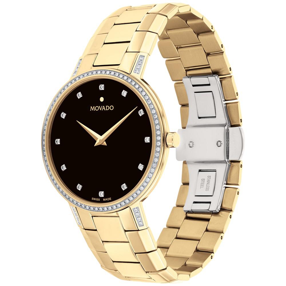 Movado Faceto Men's Swiss Diamond (3/8 ct. t.w.) Gold-Tone PVD Bracelet Watch 39mm