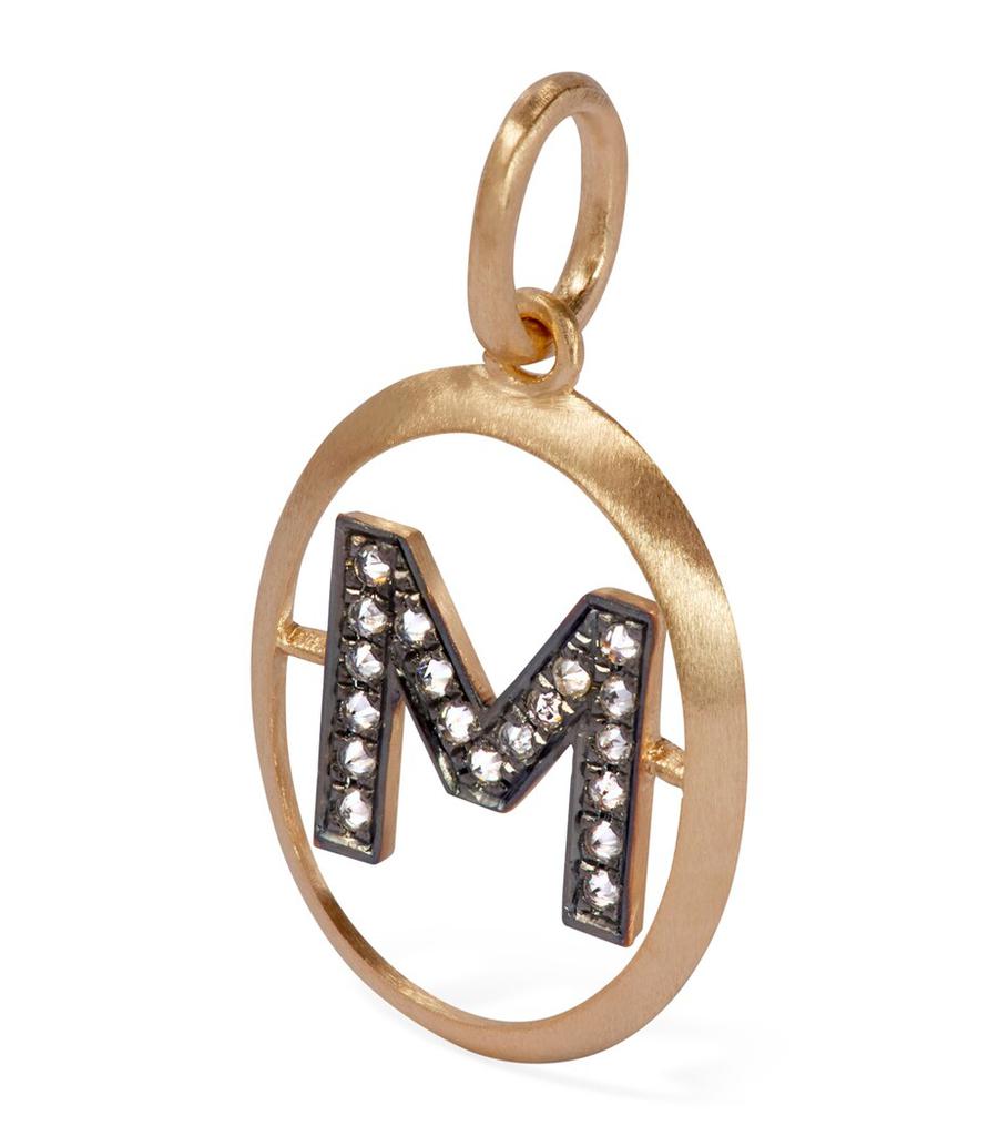 Annoushka Yellow Gold and Diamond Initial M Pendant
