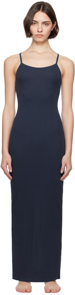 SKIMS Navy Cotton Rib Long Cami Maxi Dress