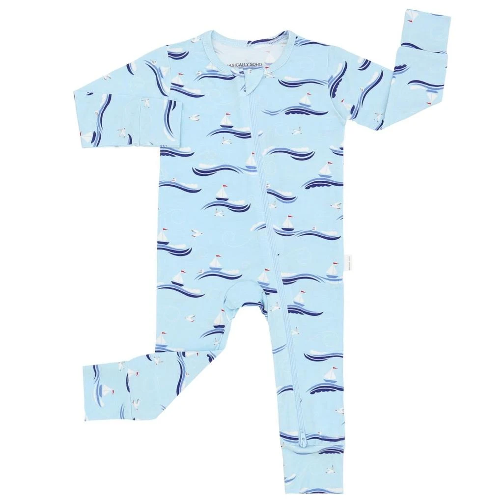 Soho Kid
s Cape Cod Sailboat Zippered Romper In Blue