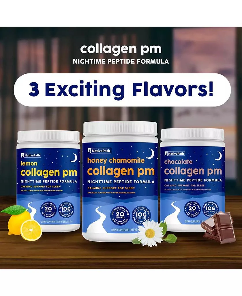 NativePath Collagen PM - Lemon Nighttime Collagen Peptides Powder with Magnesium, GABA, L-Theanine and Melatonin - 20 Servings 8