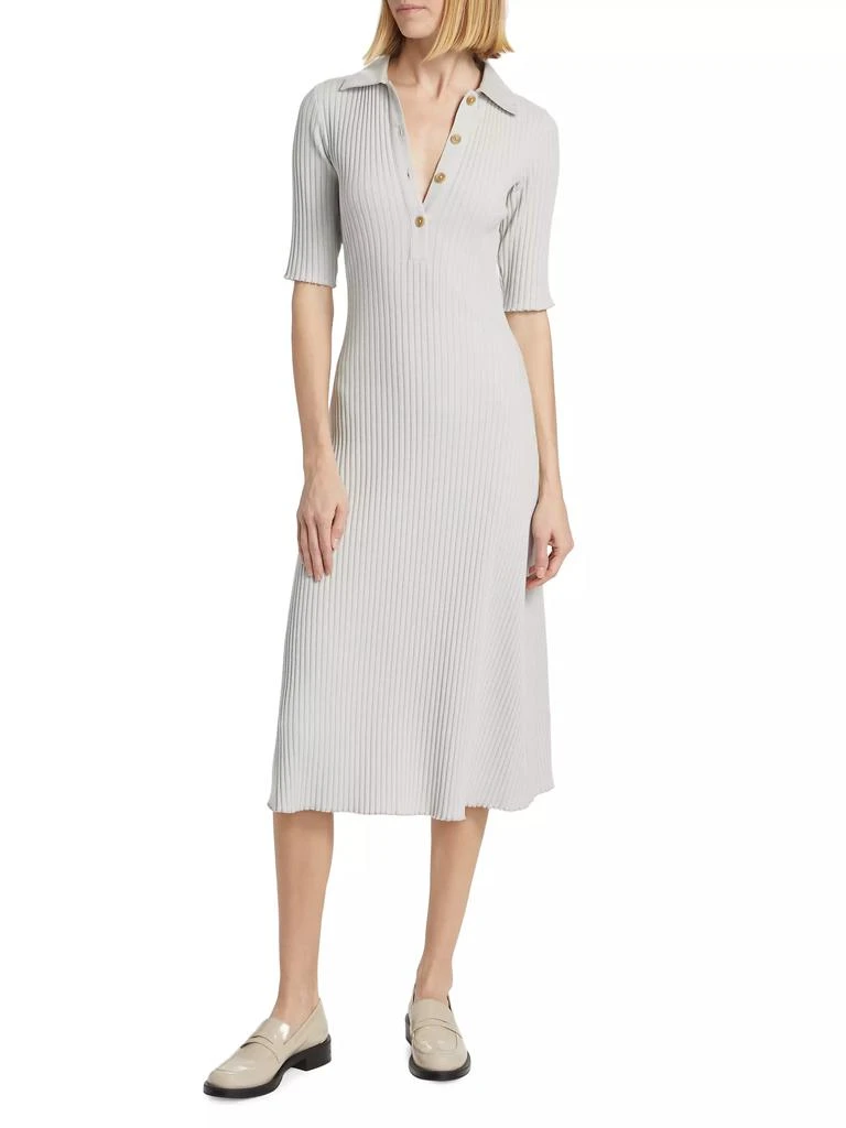 Vince Rib-Knit Polo Midi-Dress 2