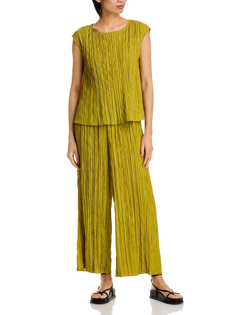 Eileen Fisher Crushed Silk Wide Leg Ankle Pants 2