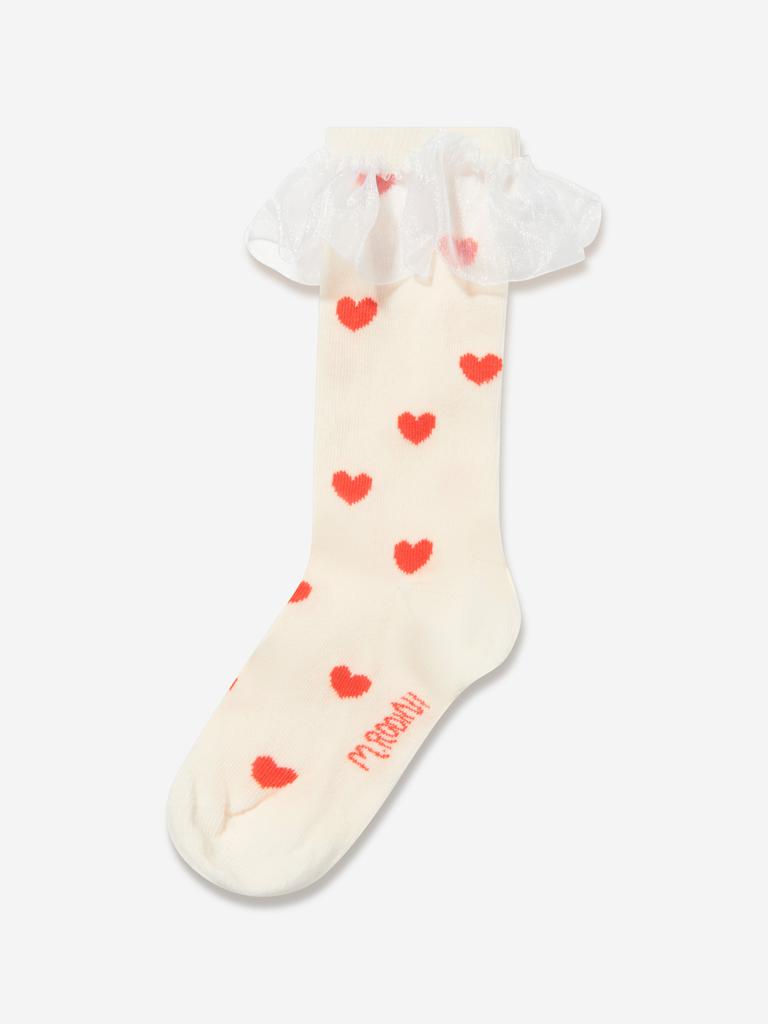 Mini Rodini Girls Hearts Frill Socks in White