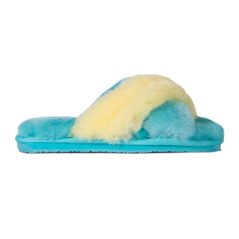 Cloud Nine Ladies Duo-Tone Emma Sheepskin Slipper  Blue/Yellow