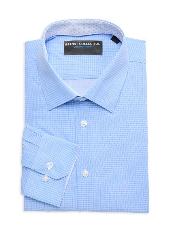 Report Four-Way-Stretch Check Modern-Fit Dress Shirt