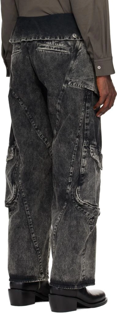 Omar Afridi Black Faded Denim Cargo Pants 3