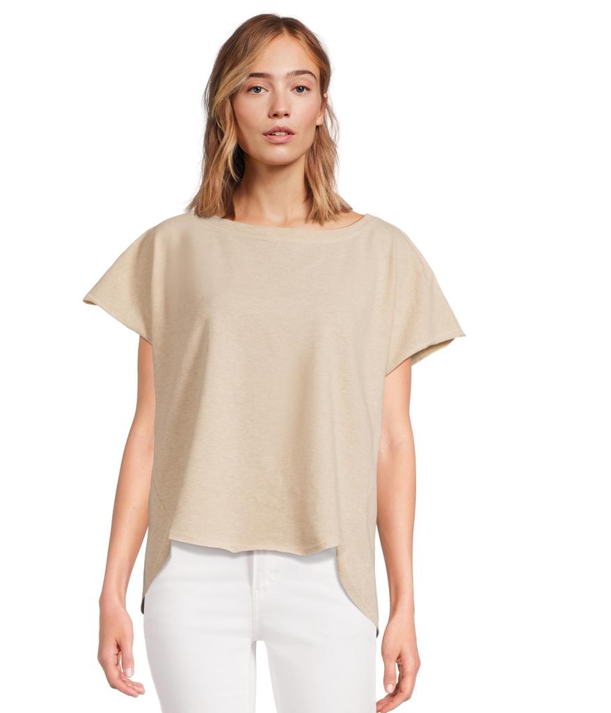 Mod-o-doc Short Sleeve Dolman Curved Hi-Lo Hem Top