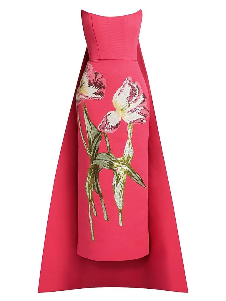 Amsale Sequined Floral Strapless Gown 1