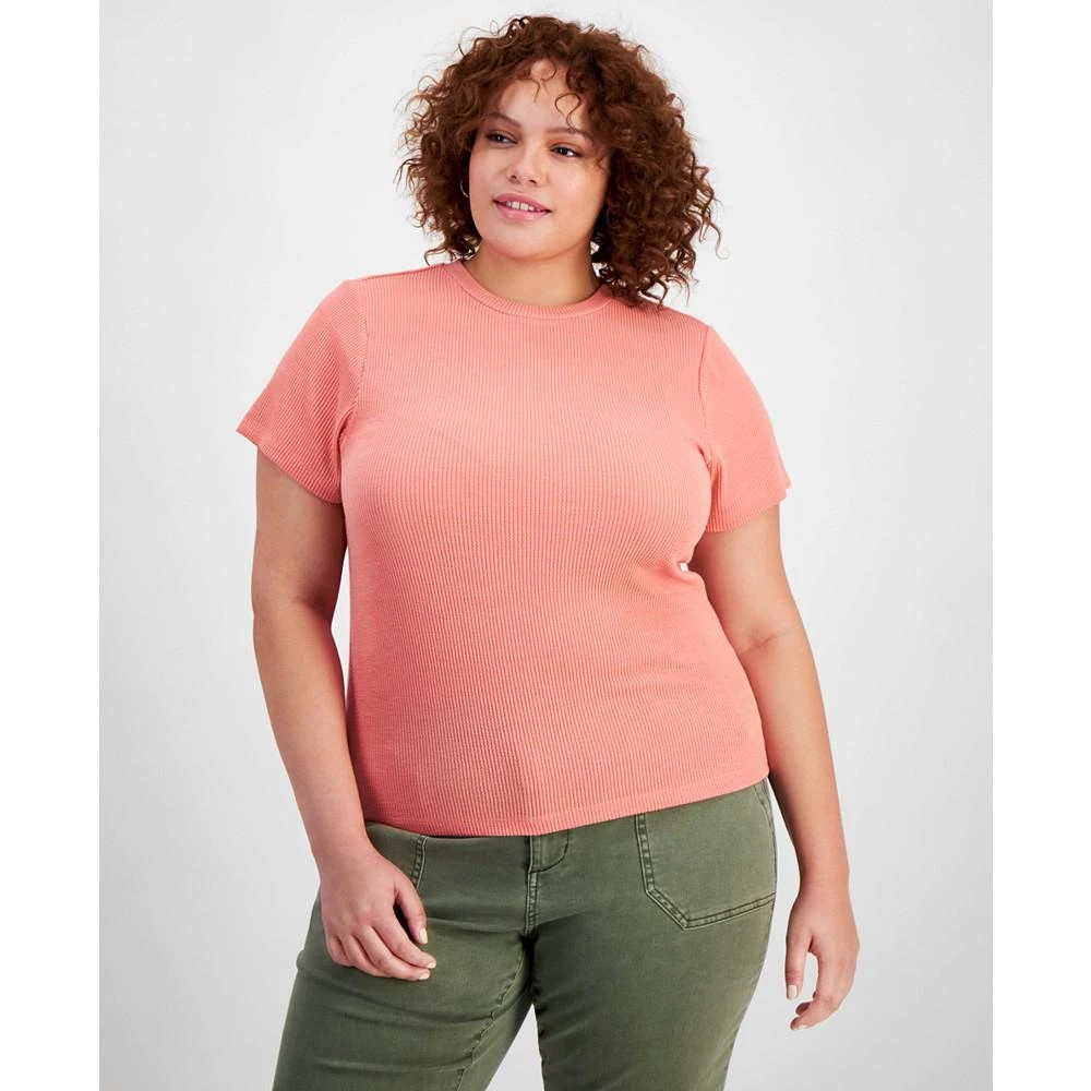And Now This Trendy Plus Size Crewneck Ribbed Tee