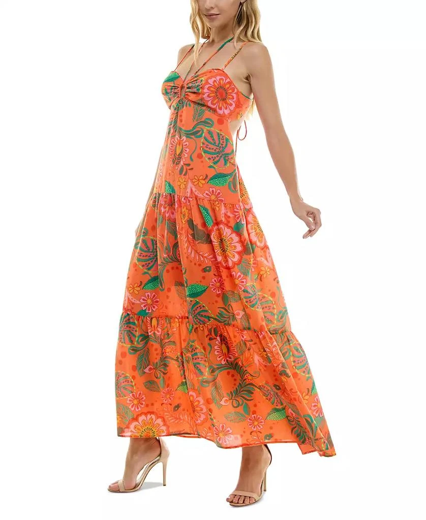 Crystal Doll Juniors' Printed Keyhole Tiered Maxi Dress 3