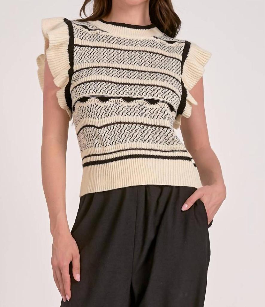 Elan Elan - Flutter Sleeve Knit Tank Sweater