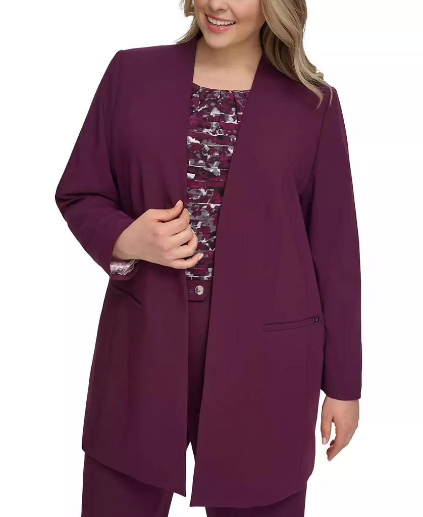 Calvin Klein Plus Size Collarless Open-Front Jacket 1
