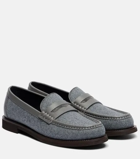 Brunello Cucinelli Monili leather-trimmed loafers 1