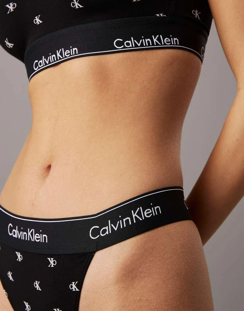 Calvin Klein Calvin Klein Modern Cotton all over print string thong in black 3