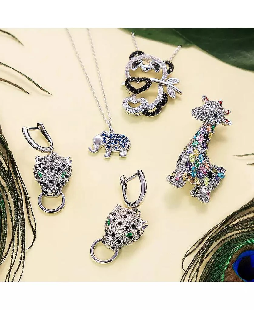 Bling Jewelry Giraffe Zoo Animal Brooch Pin CZ Colorful Pave Cubic Zirconia Silver Tone Rhodium Plated 2