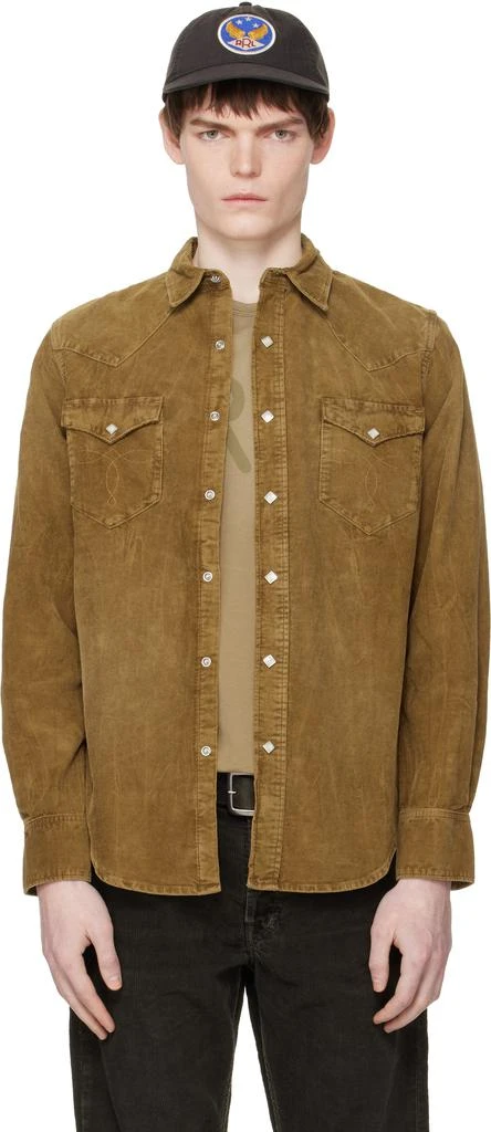 RRL Tan Slim Fit Corduroy Western Shirt
