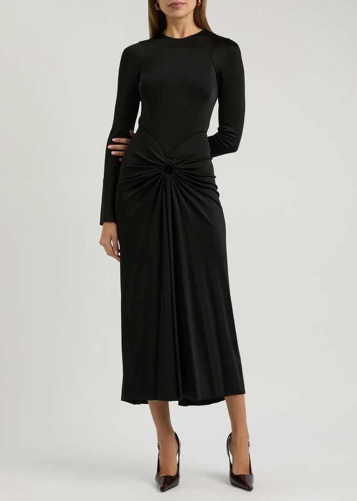 Victoria Beckham Gathered satin-jersey midi dress 4