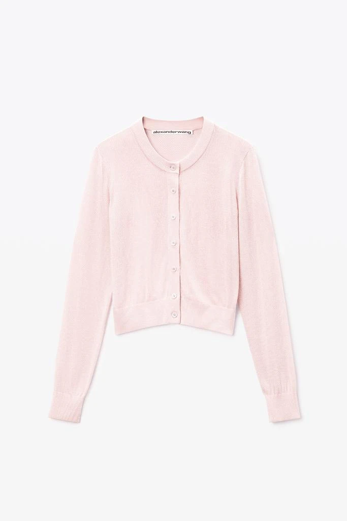 Alexander Wang Pink Crystal Hotfix Cropped Cardigan 2