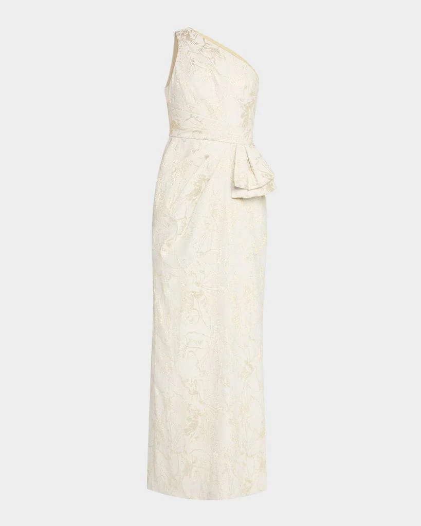 Aidan Mattox One-Shoulder Metallic Jacquard Column Gown 1