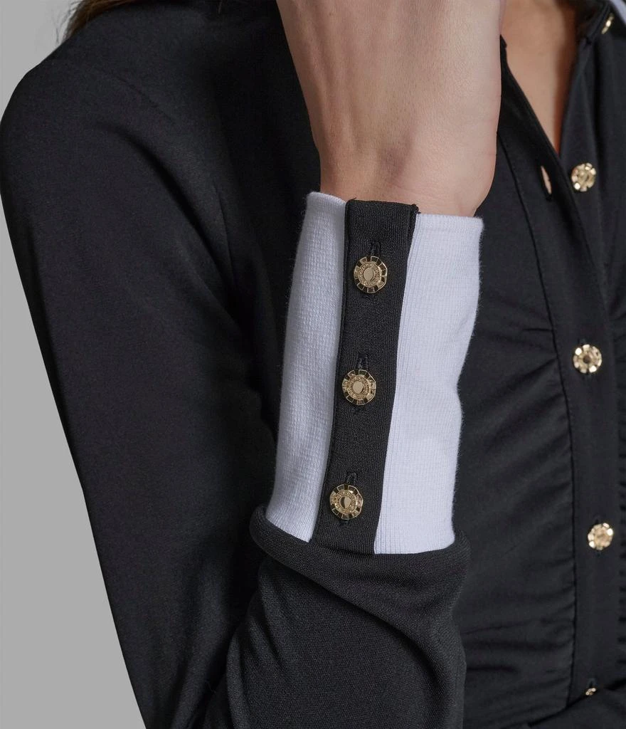 Karl Lagerfeld Paris LONG SLEEVE RUCHED KNIT BUTTON DOWN 6
