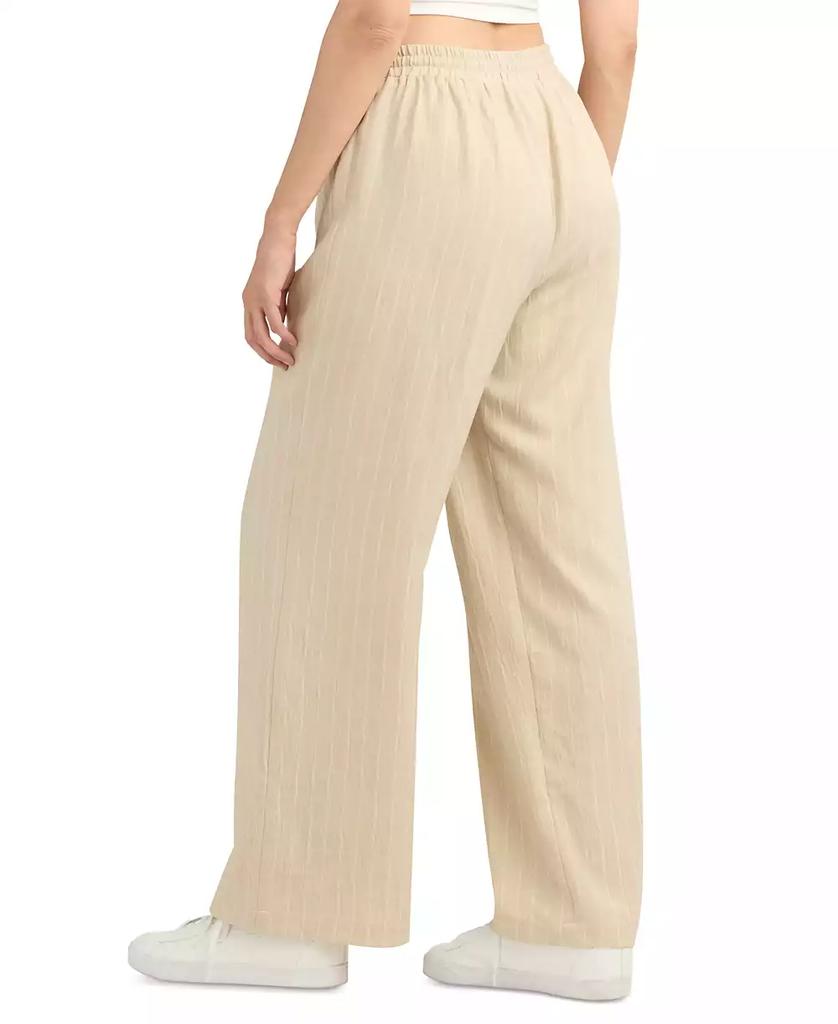 BCX Juniors' Striped Drawstring-Waist Wide-Leg Pants