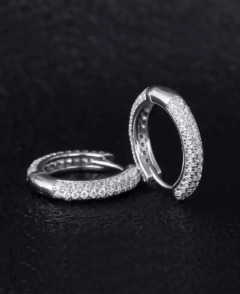 Rhona Sutton Men
s Cubic Zirconia Iced Valor Hoop Earrings in Sterling Silver 2