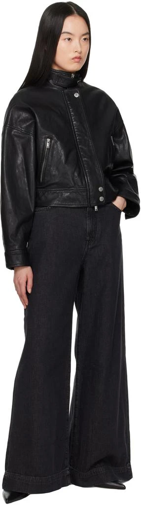 Weekend Max Mara Black Angel Leather Bomber Jacket 4