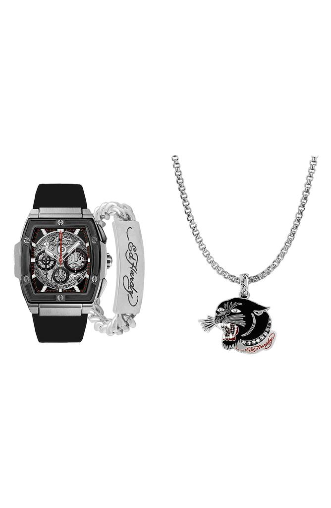 I TOUCH Ed Hardy 3-Piece Jewelry & Square Watch Set