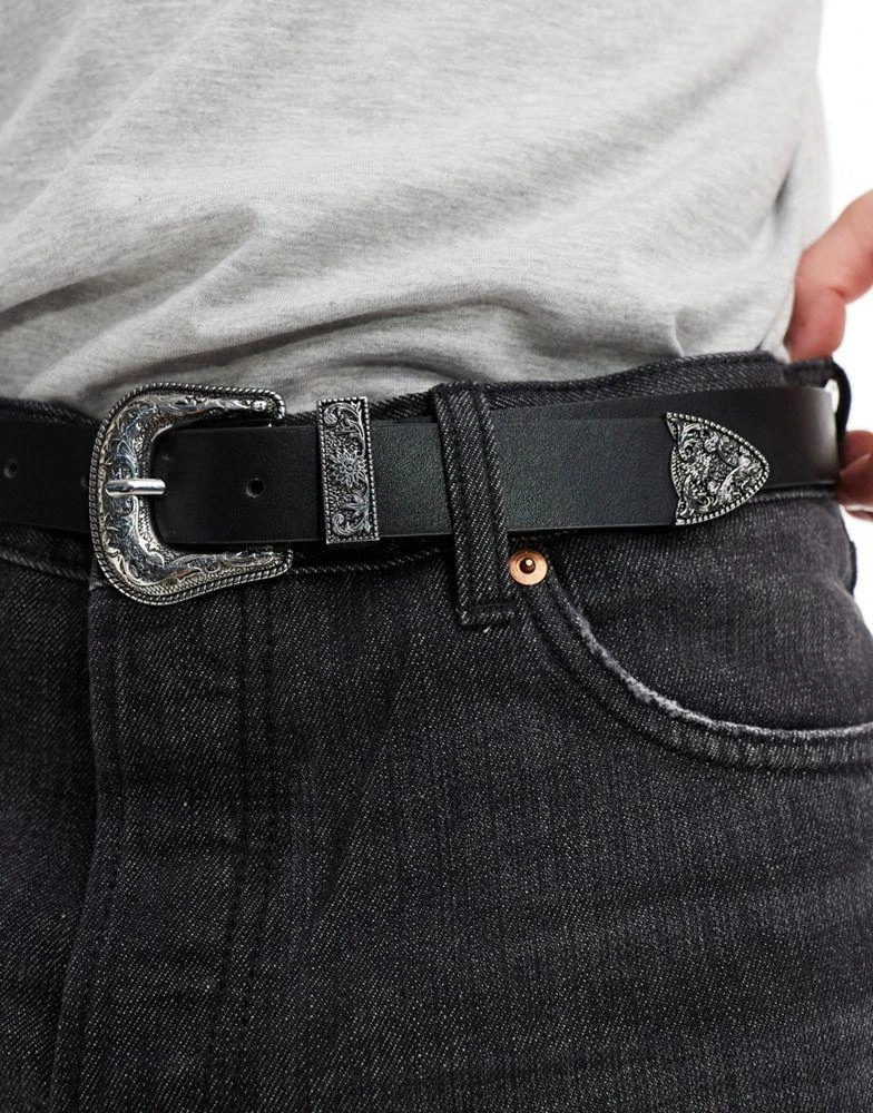 ASOS ASOS DESIGN belt in black faux leather 2