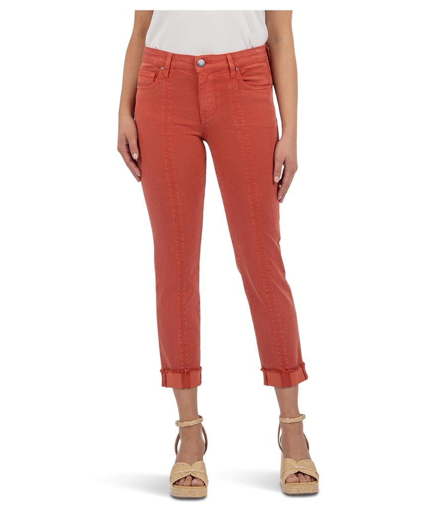 KUT from the Kloth Amy Crop Straight Leg- Roll Up Fray Princess Seam