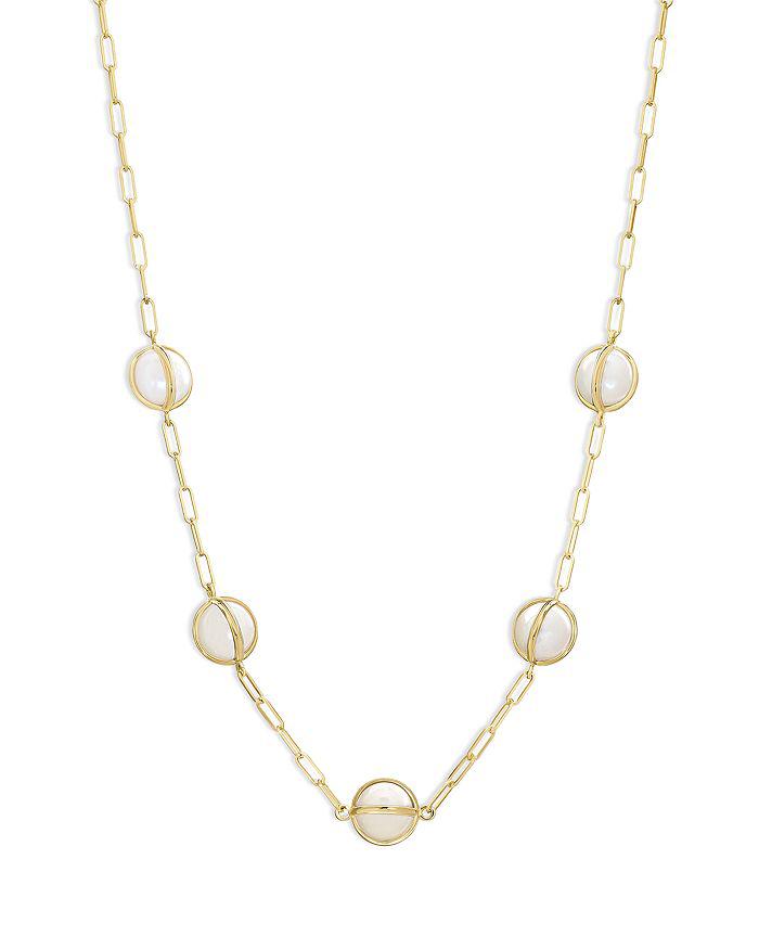 L. Klein 18K Yellow Gold Celeste Cultured Freshwater Pearl Paperclip Link Chain Collar Necklace, 16-18"