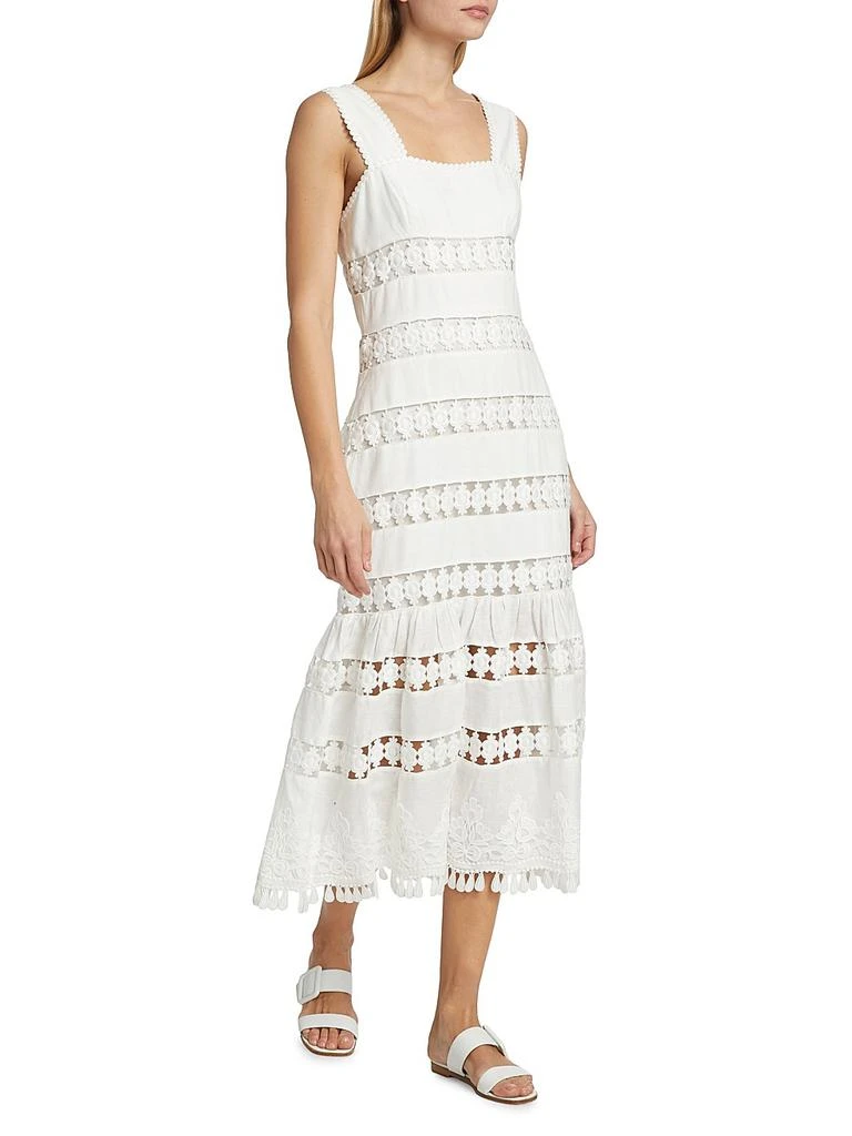 Zimmermann Pop Linen Lace Paneled Midi-Dress 2