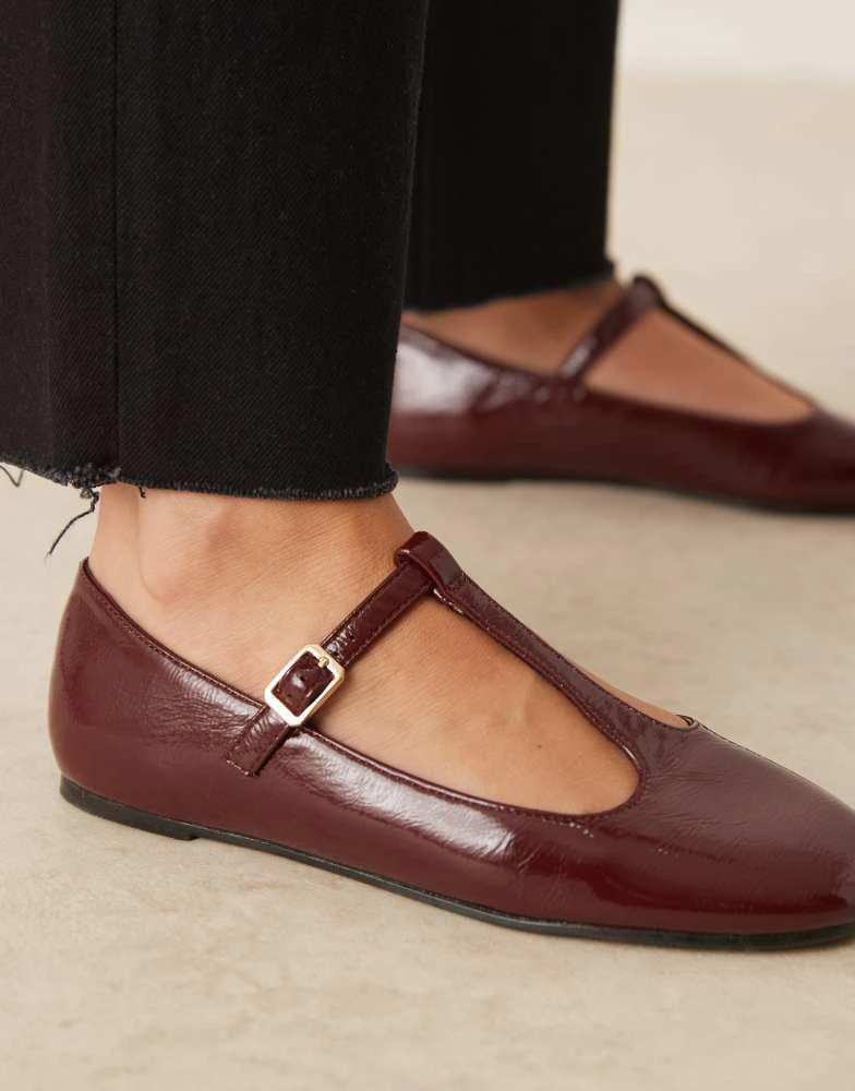 ASOS ASOS DESIGN Latham mary jane ballets in burgundy patent 3