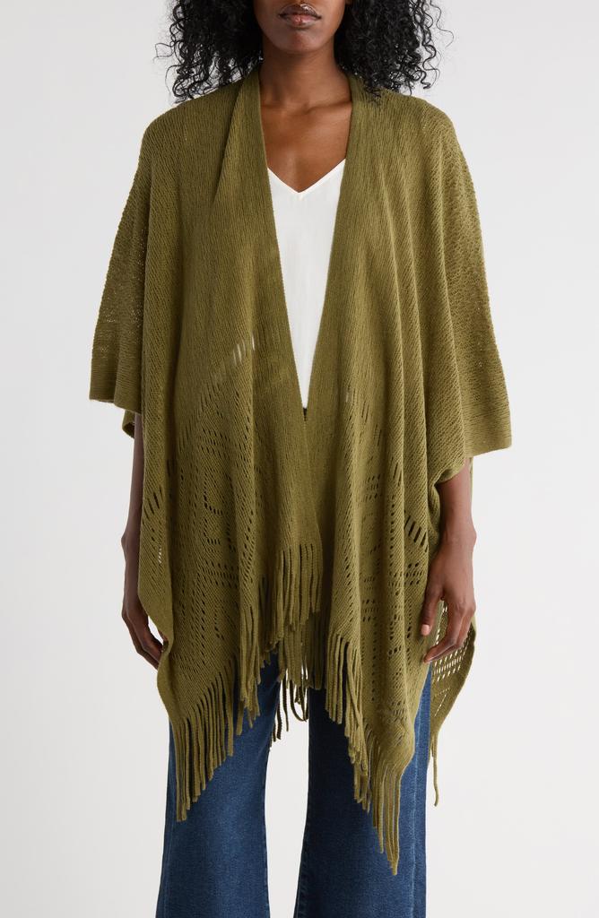 Nine West Raschel Fairisle Border Open Knit Topper