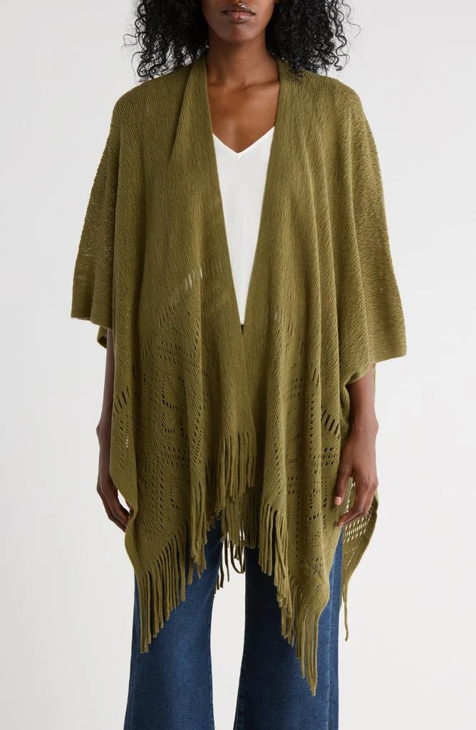 Nine West Raschel Fairisle Border Open Knit Topper 1